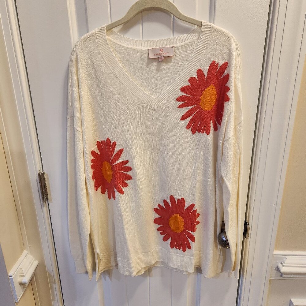 Laurie Felt Cashmere Blend Daisy Sweater - NWOT